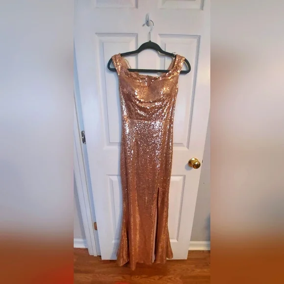 Windsor | Dresses | Gold Rose Sequins Dress | Poshmark